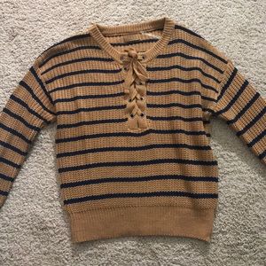 Brown striped tied sweater